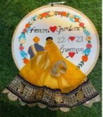 green back ground wedding embroidery hoop